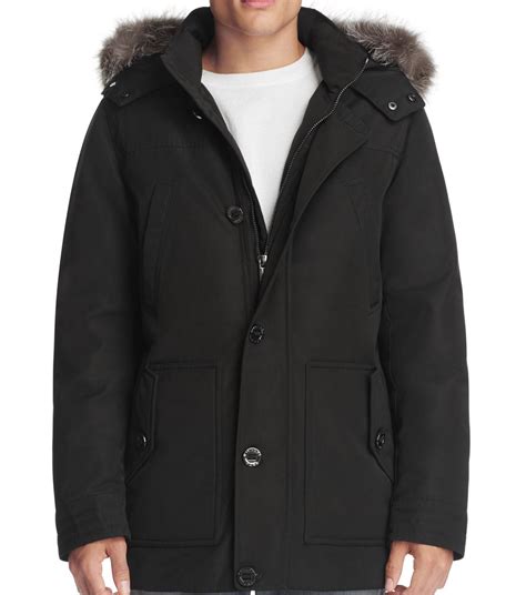 michael kors men's black coat|Michael Kors black winter coat.